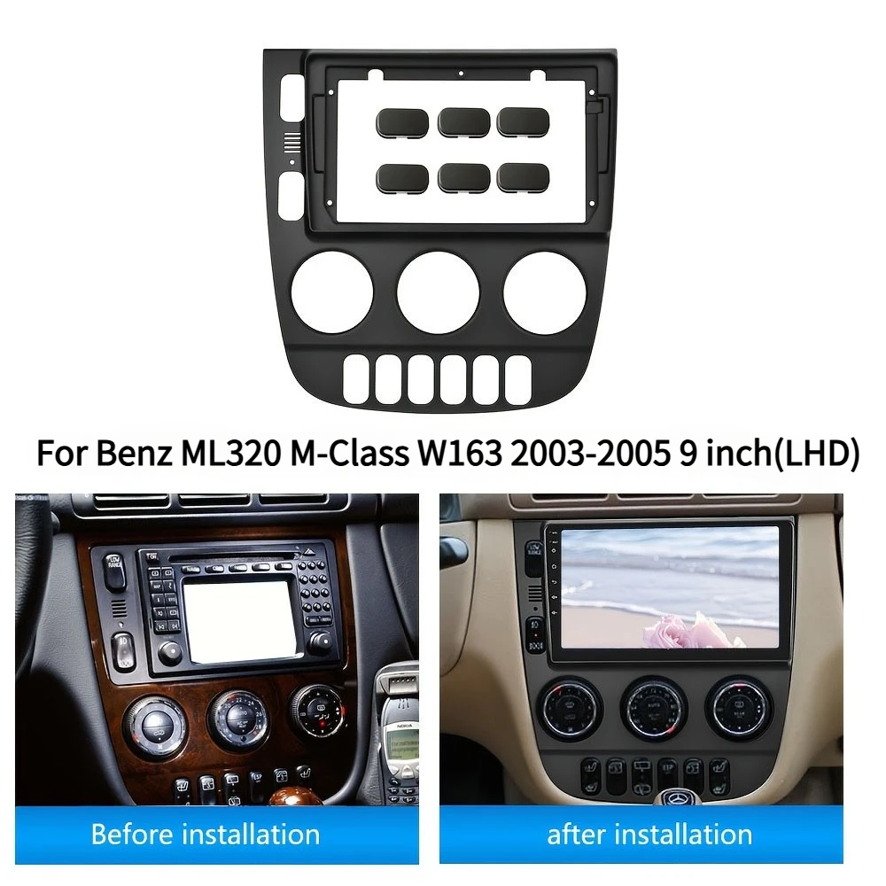 9 Inch Car Radio Frame Fascia Adapter Dash Installation Panel Kit For Benz ML ML320 M Class W163 2003 2004-2005