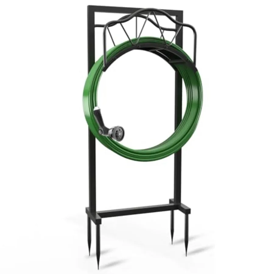 

Heavy Duty Garden Hose Holder Freestanding, 4-Spike Stable Water Hose Holder for Outside, Rustproof Metal Hose Stand Holds Up t