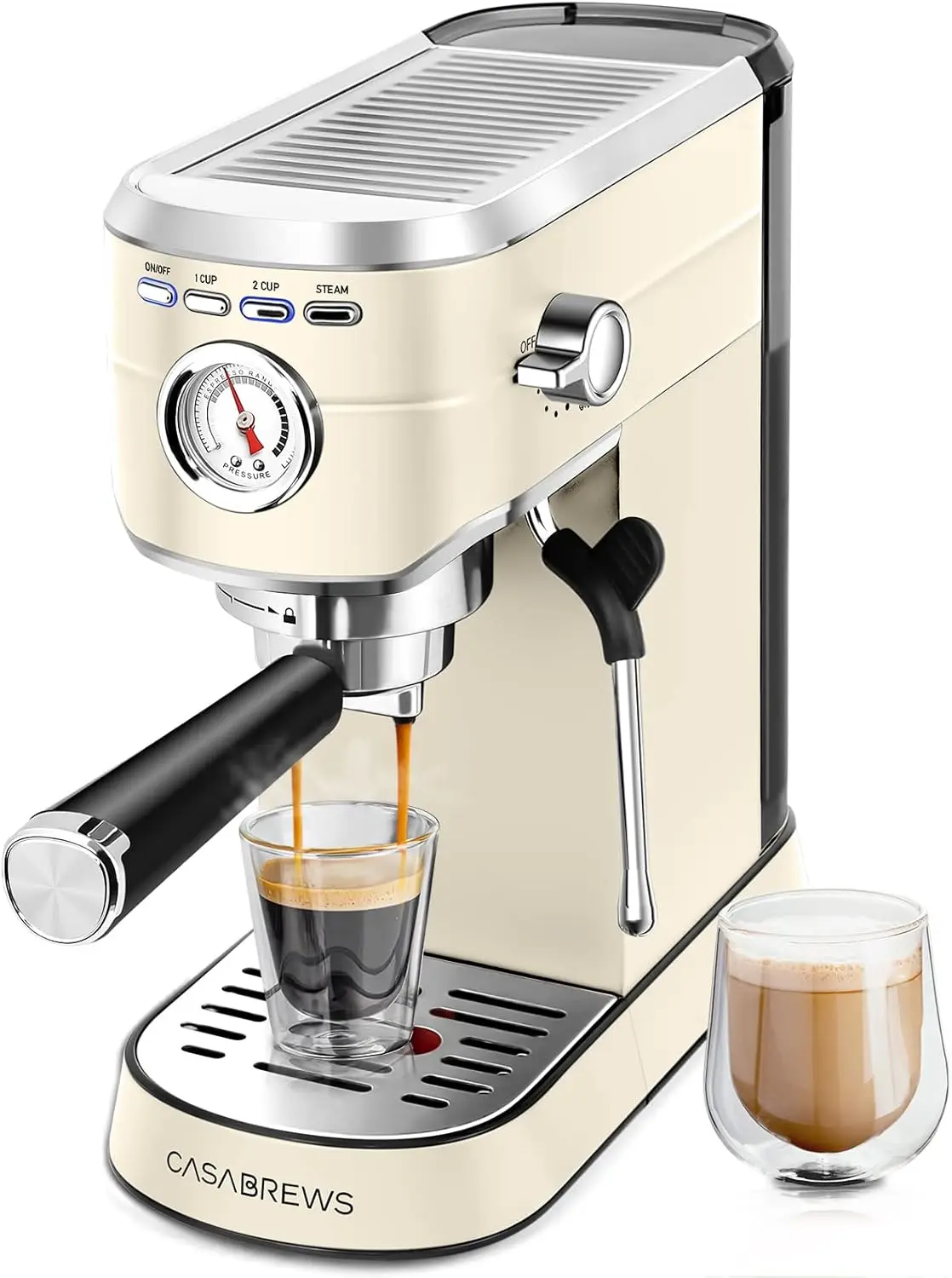 

Espresso Maker with Milk Frother Steam Wand, Stainless Steel Espresso Coffee Machine