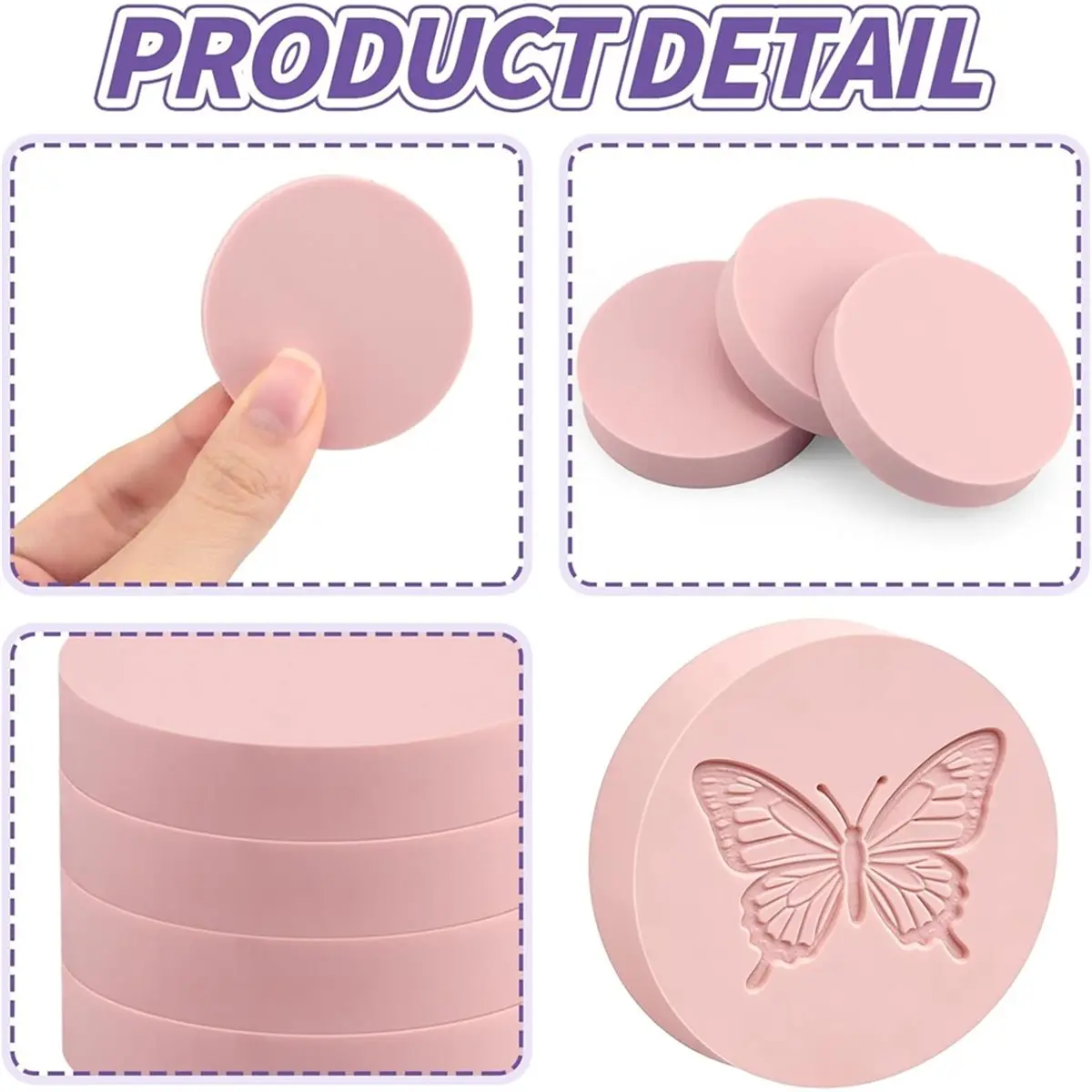 【~ New A94Z】6Pack Block Pale Pink Rubber Stamp Carving Blocks Rubber Carved Brick Soft Rubber Linoleum Block for Craft Project A