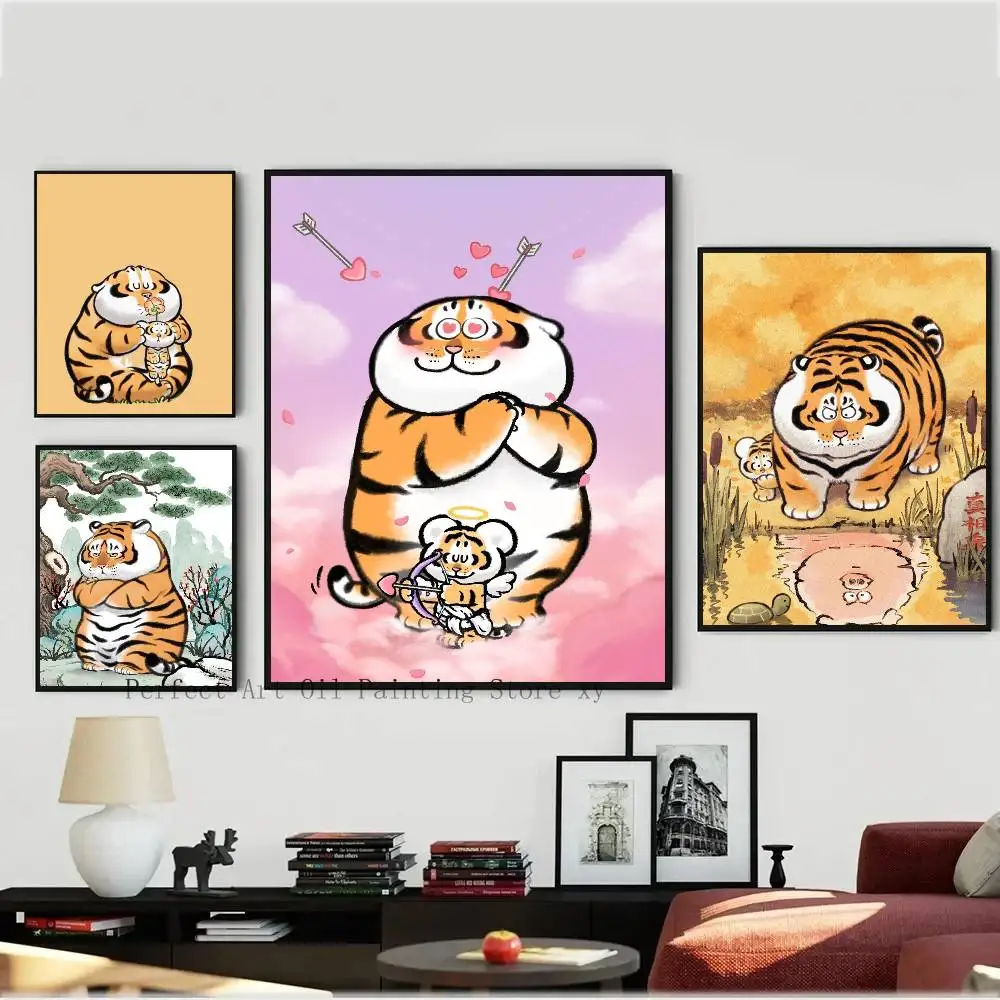 Fat Tiger Posters Living Room Bar Cafe Quality Canvas Vintage Style Comics Painting Art Home Wall Decor Picture