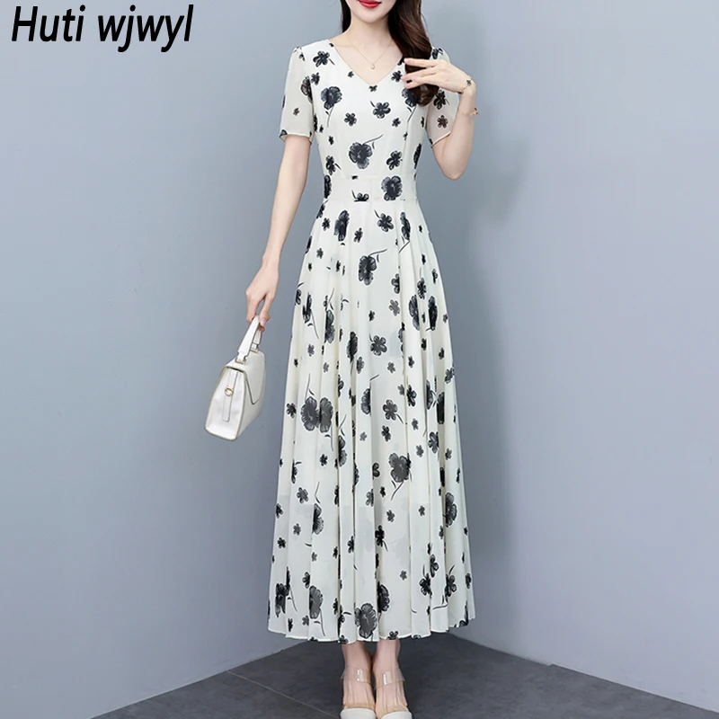2025 Vintage Print Bodycon Night Midi Dress Luxury Party Elegant Prom Long Dress Women Casual Chiffon Floral Boho Beach Sundress