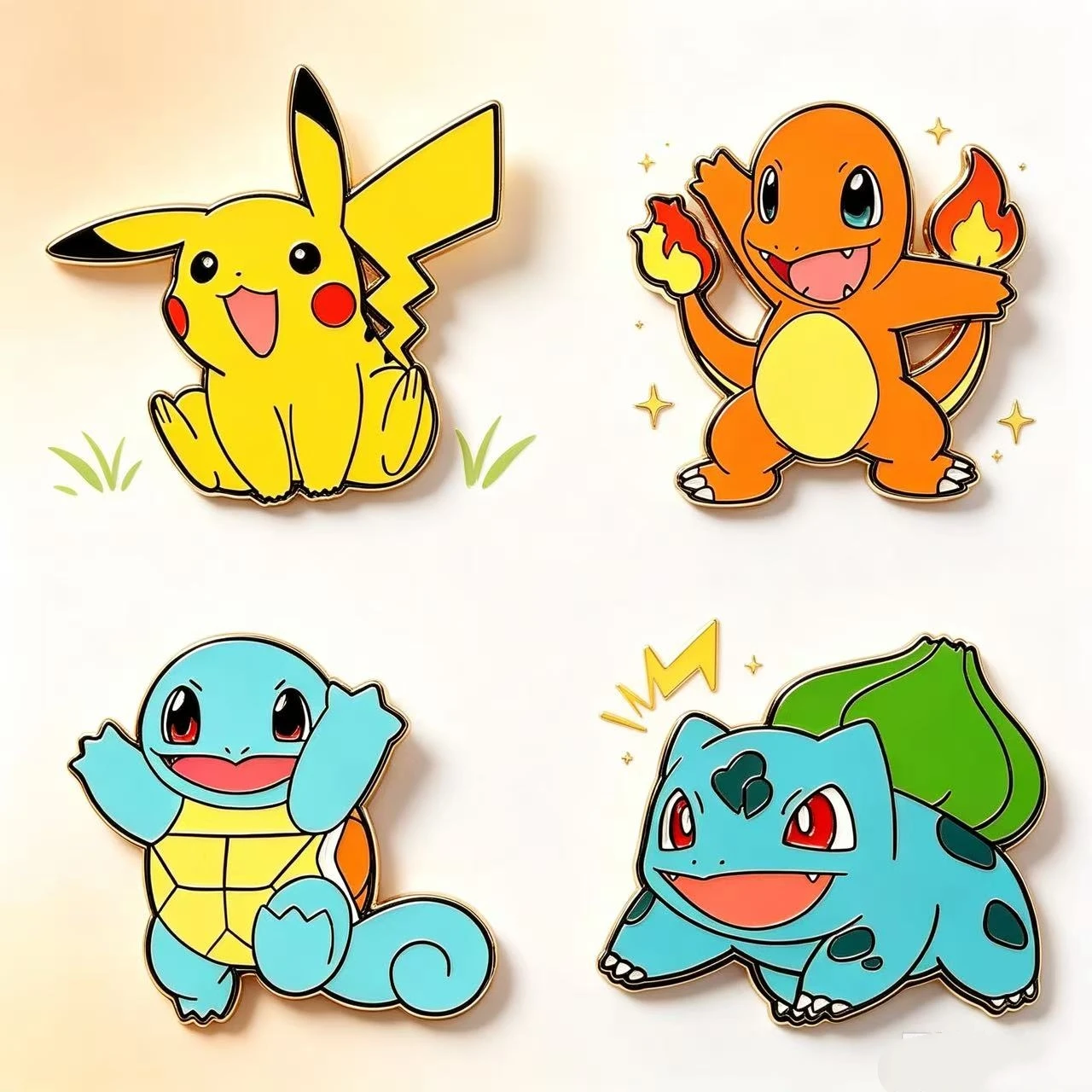 4Pcs Evolution Group Cartoon Monster Metal Enamel Pin Set, Decorative Lapel Pins for Denim Jackets Backpacks Clothing