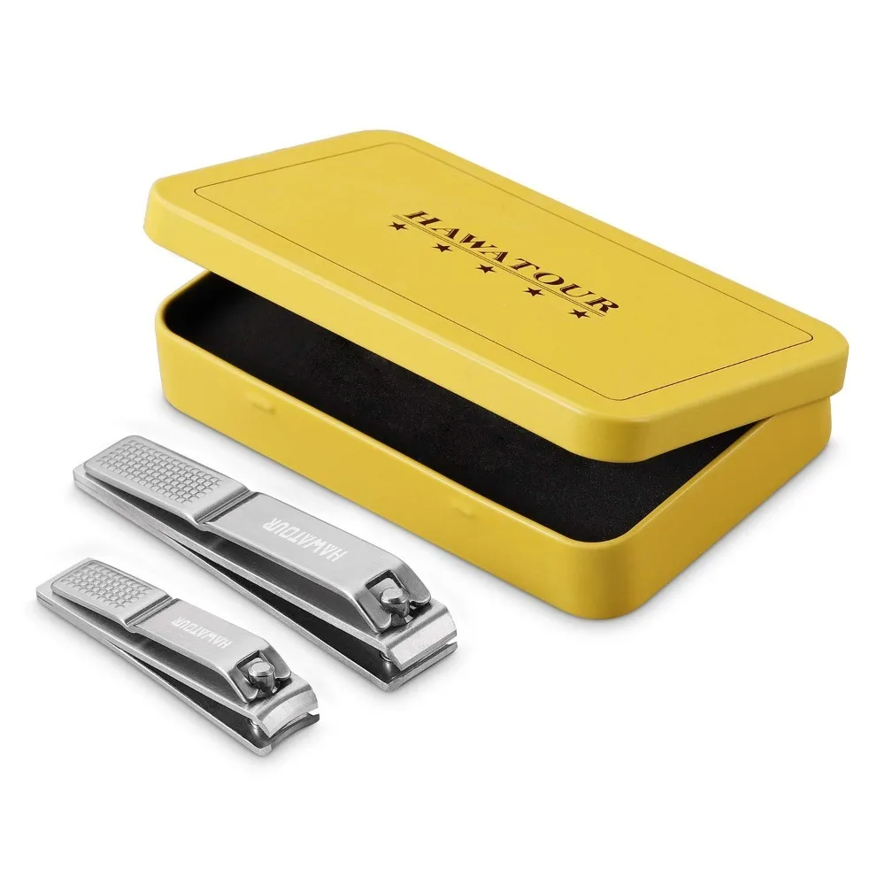 مجموعة مقصات أظافر، ماكينة قص أظافر وأظافر حادة للغاية وقوية مع علبة من القصدير بشكل واضح، باللون الأسود