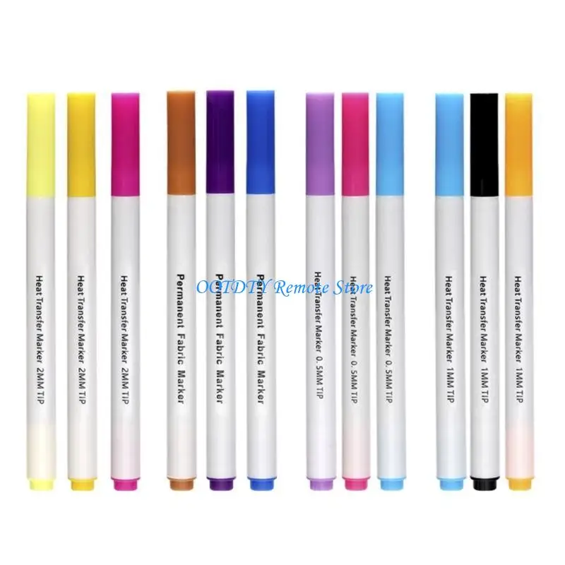 

12/18Pcs Fabric Marker for Heat Transfer, 12/18 Color Iron On Transfer Pen for Tshirt, Canvas Bag, Hat, Clothes Painting
