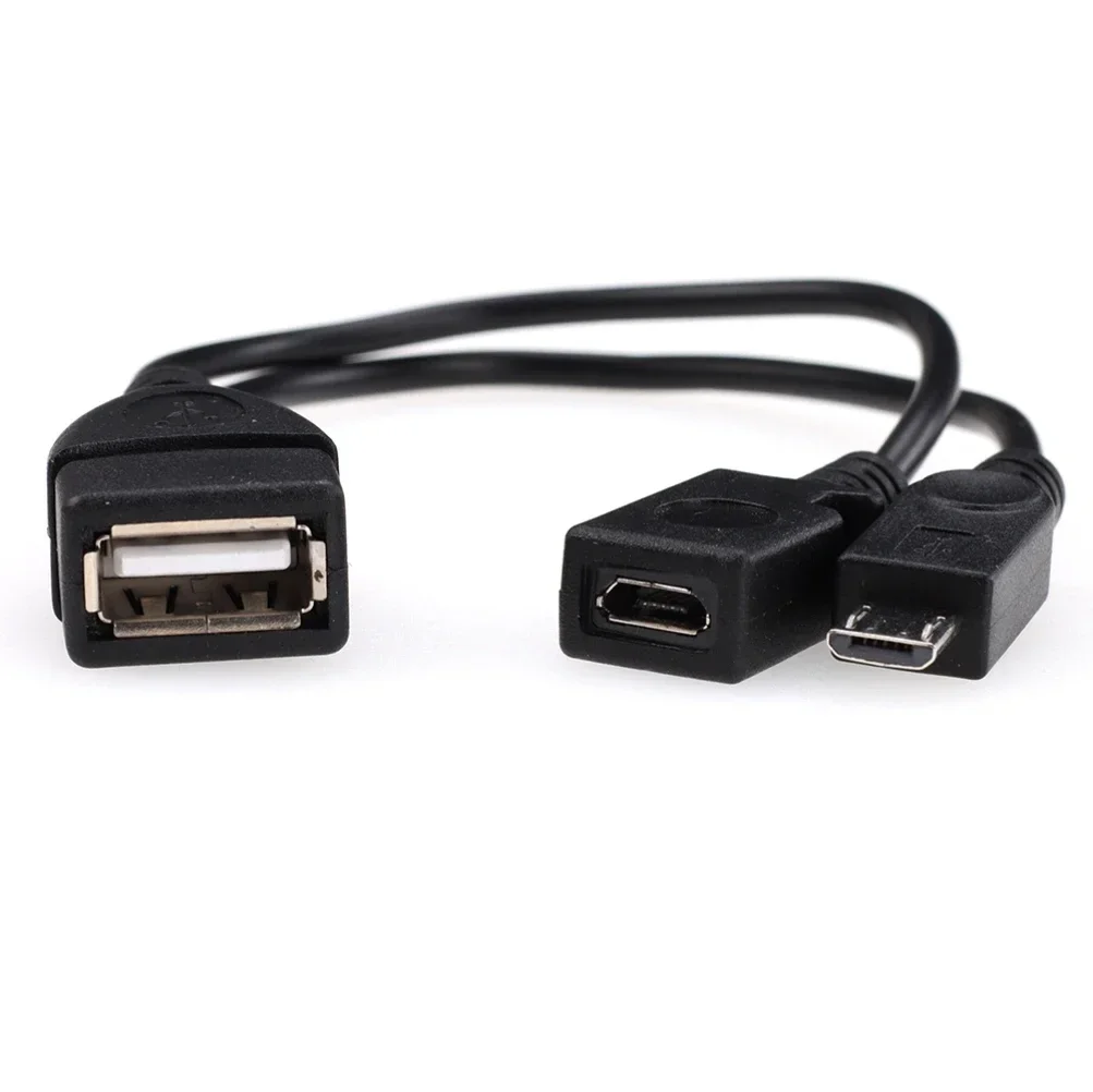 100pcs 2 in 1 OTG Micro USB Host Power Y Splitter Terminal Adapter to Micro 5 Pin Male Female Connector Cable