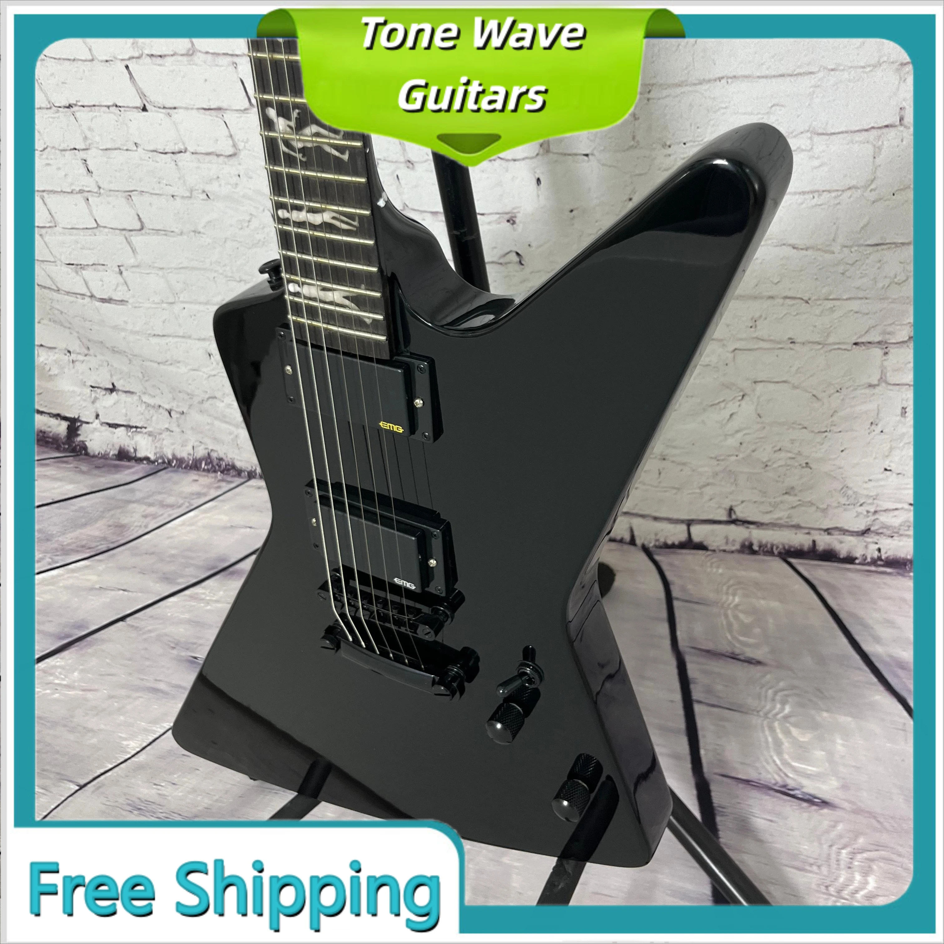 

Electric Guitar Black E 2Humbucker Running Horse Fingerboard 90's Factory Customization