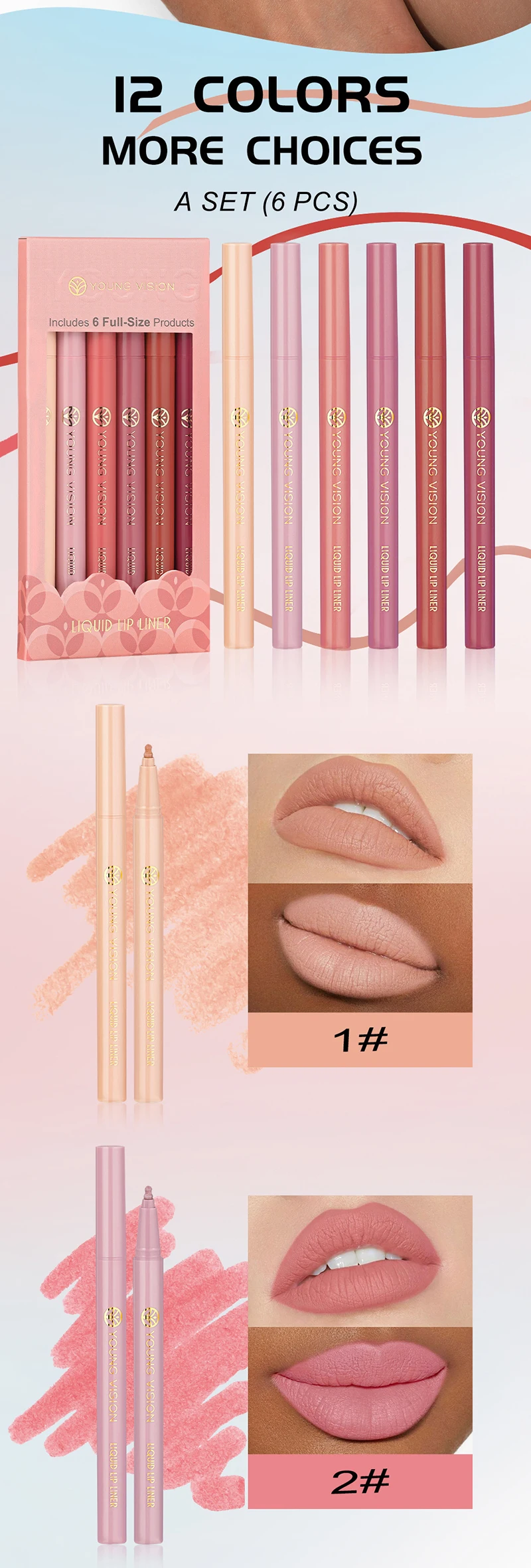 Vloeibare Lippenstift Lipliner Set Lipvlek Tint Collectie Duurzaam Gemakkelijk Glijden Nude Matte Tinten Lip Contour Lipliner Cadeau Voor Meisje