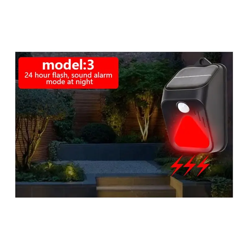 ABSY 2X Waterproof Solar Powered Alarm Light Siren Remote Control Motion Detector Strobe Alarm Pet For Yard Outdoor Security