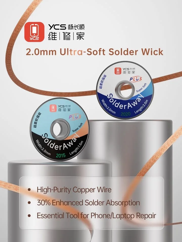 YCS M Y 2.0mm Ultra-Soft Plus Desoldering Tape - Fast Thermal Desoldering, Desoldering Residue Removal Tape
