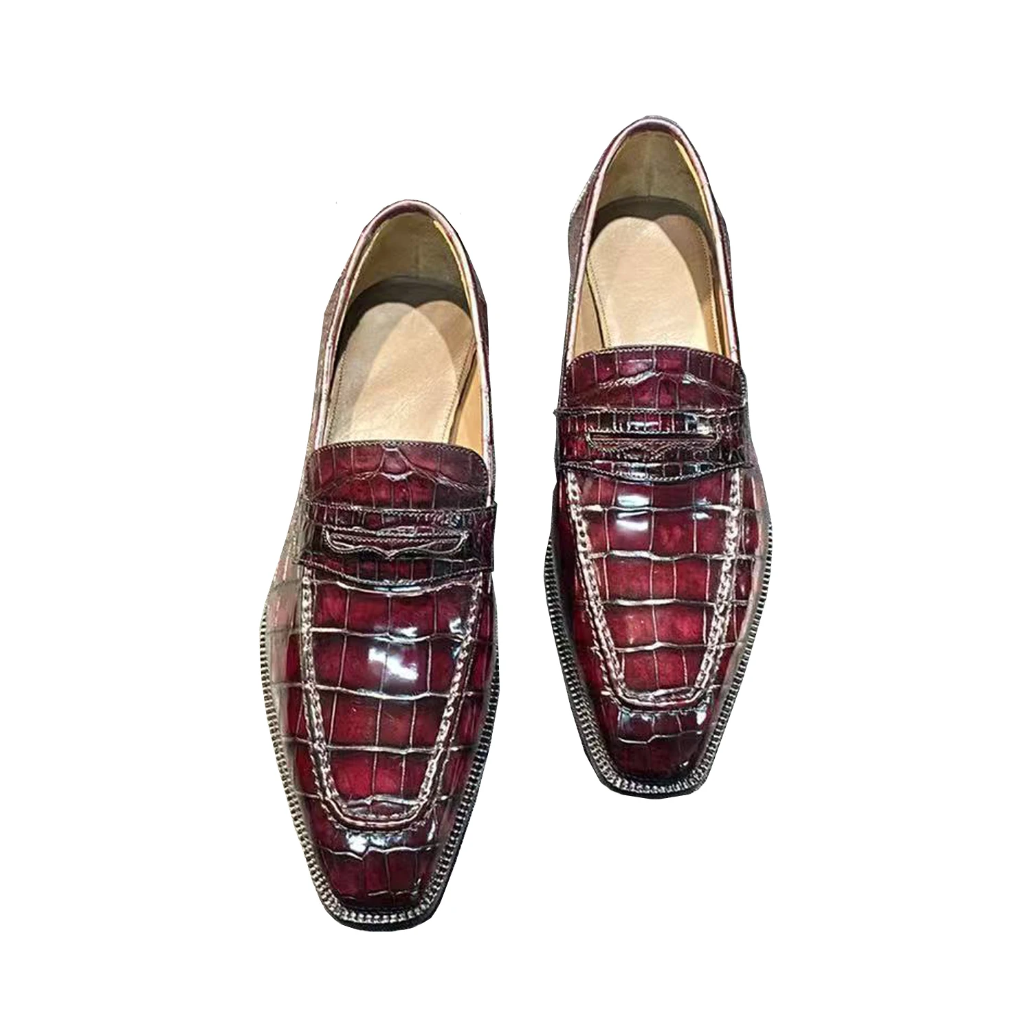 

shechipingzhuanggui мужская формальная обувь mal крокодиловая обувь винно-красного цвета