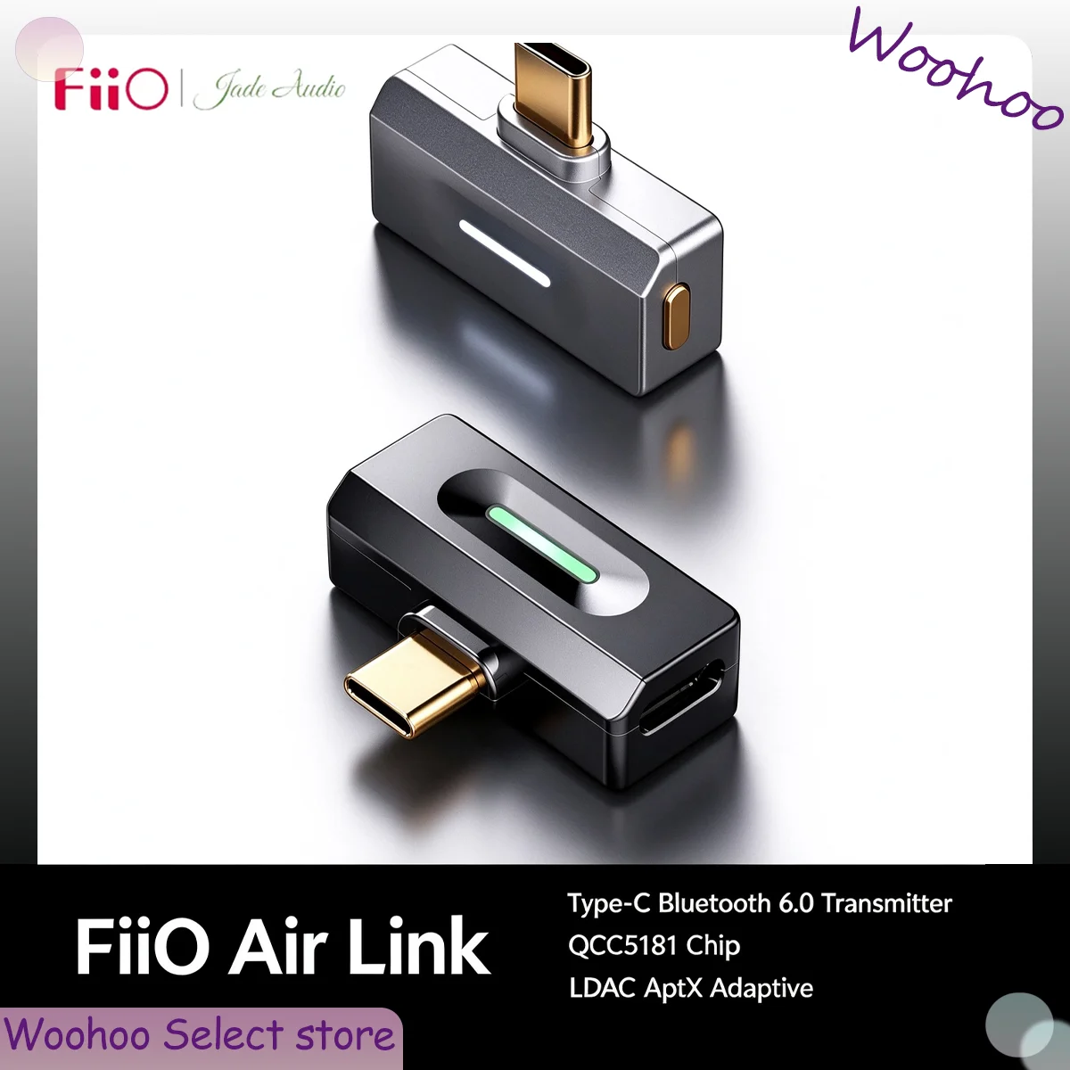 FiiO Air Link Type-C Bluetooth 6.0 Transmitter For Mobile Game Player To Wireless Headphones QCC5181 Chip LDAC AptX Adaptive