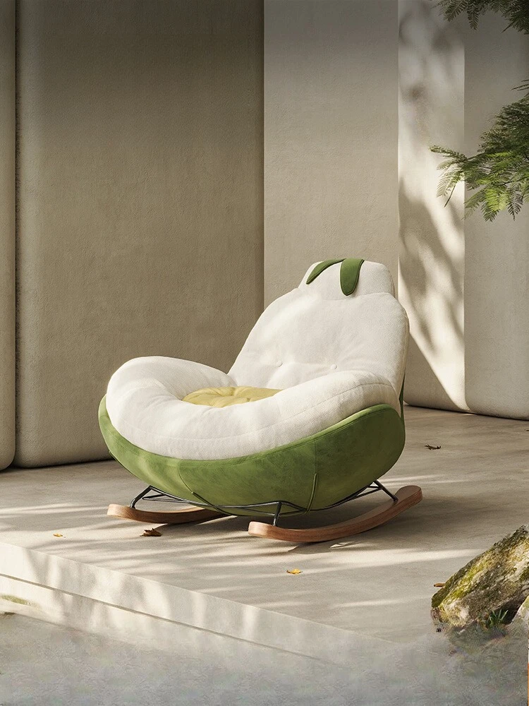 

Household Balcony Avocado Rocking Chair Casual Italian Minimalist Lounge Chair Sofa Chair