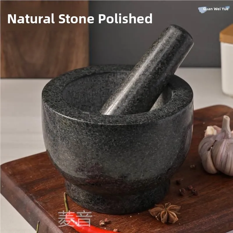 Blue Stone Mortar And Pestle Garlic Crusher Spice Grinder Medicine Pounding Bowl Kitchen Cooking Tools Wood Material