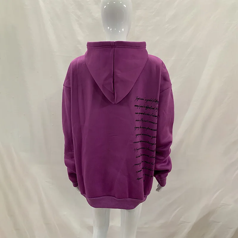 2026 Herbst Winter Damen Gothic-Print Oversized Hoodie Doppelseitiger Buchstaben-Druck Dunkler Streetwear Kapuzenpullover – Detail 12