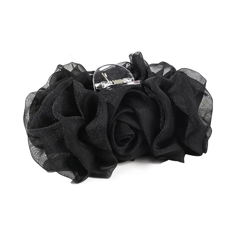 Seide Chiffon Blume Bogen große Haar Klaue beliebte Zange Haar Klaue Pin Haar Frauen Clip Band Clips Royal Band große Rose fl s8j4