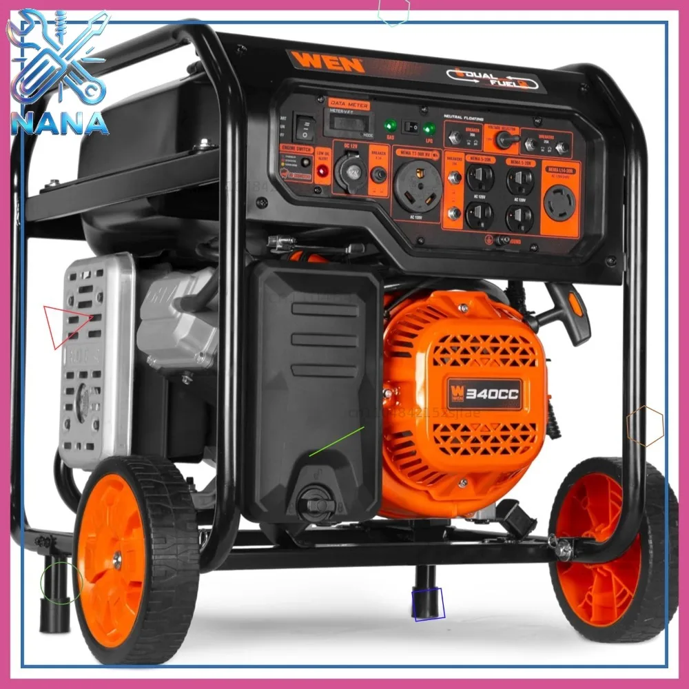 8000W Dual Fuel Portable Generator Electric Start 340cc RV Ready with CO Sensor Transfer Switch Included