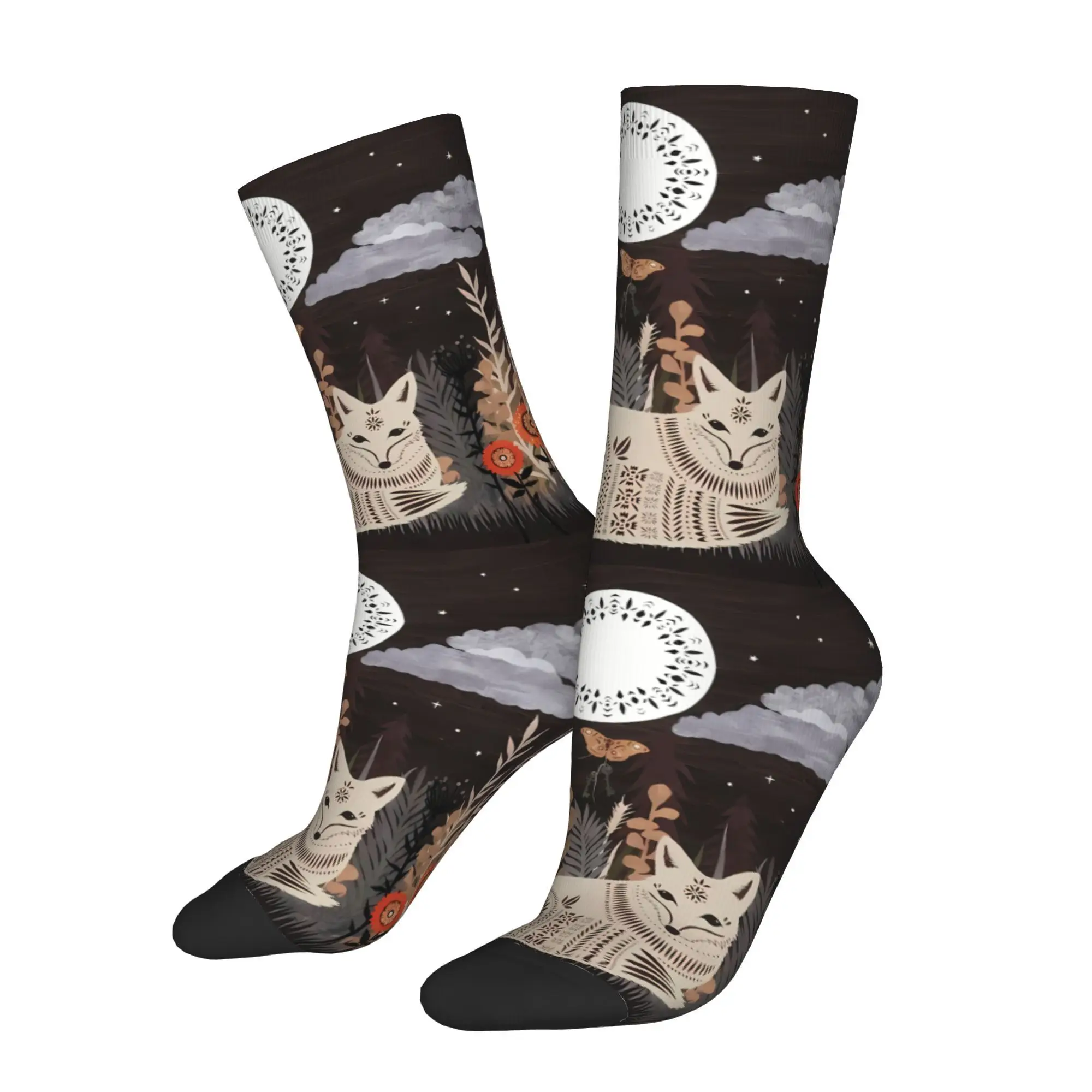 

American Ethnic Wind White Wolf Sock Printed Man Polyester Fashion
