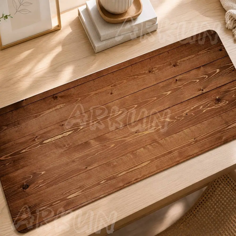 Vintage Brown Wood Grain Mouse Pad, Natural Wooden Plank Texture Desk Mat Retro Wooden Texture Desktop Decor
