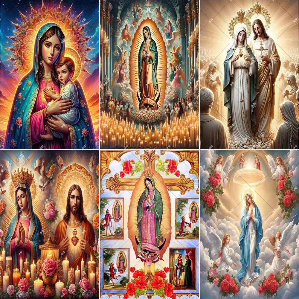 

The Virgin Mary Cross Nativity Baby Christianity Gospel Religion Our Lady of Guadalupe Scroll Wall Door Cover Banner Home Decor