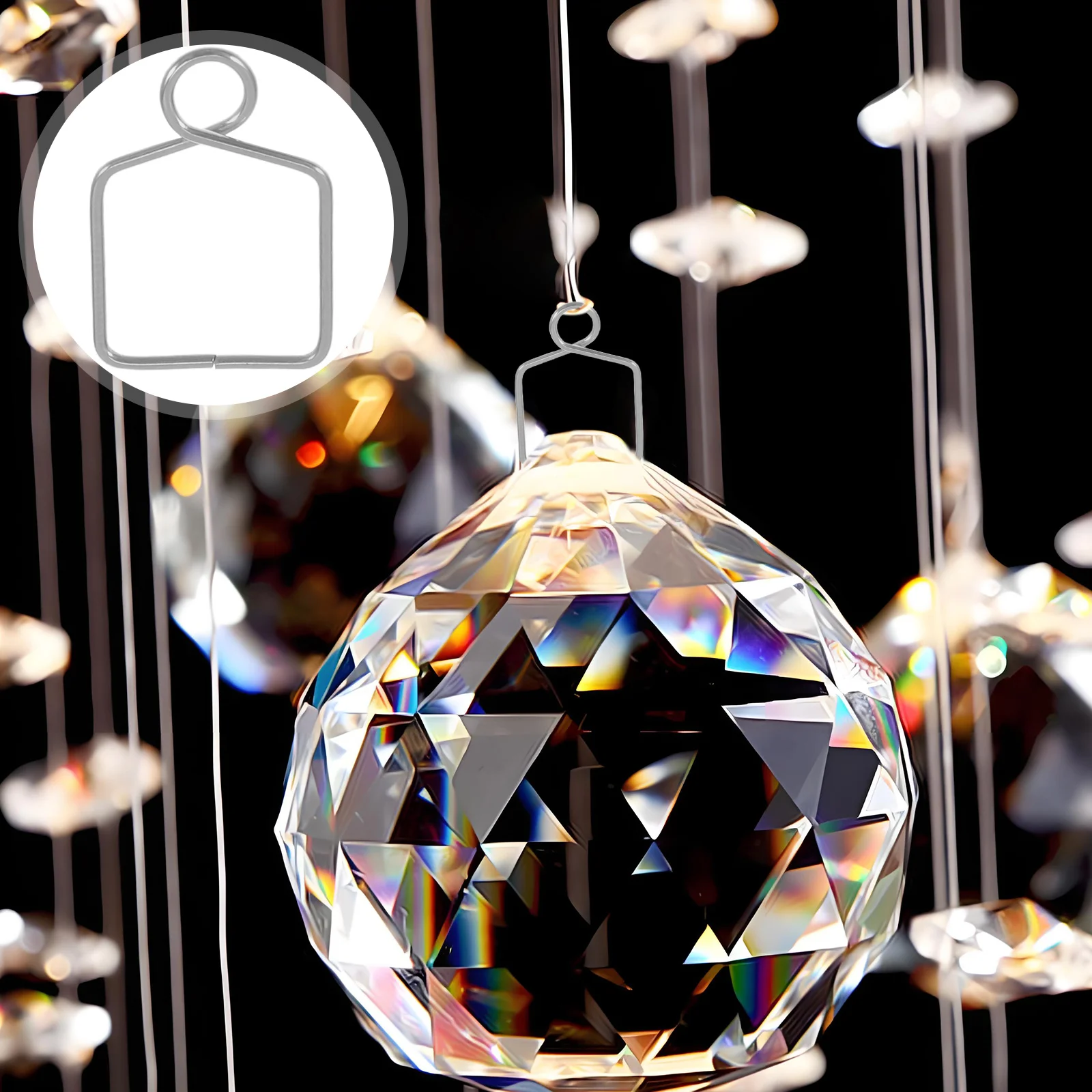 

100Pcs Crystal Chandelier Components 14Mm Stainless Steel Clips Silver Fastening Hangers for DIY Lamp Fixture Decor Projects