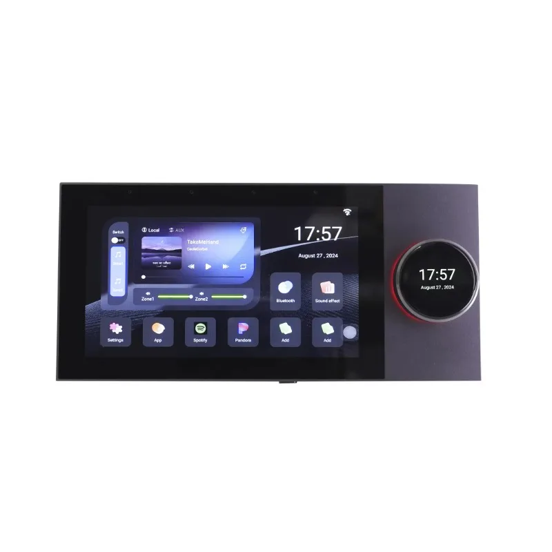 M Bluetooth Wall Amplifier Smart Home Control Panel 7 Inch Touch Screen Audio WiFi Zigbee 8-CH Wall Amplifier with Tuya