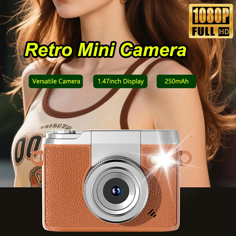 Retro-Kamera 1080P CCD Mini-Kamera mit 1,47-Zoll-Bildschirm Indoor Outdoor Sports Tragbarer Vintage Sehr kleiner Camcorder-Videorecorder