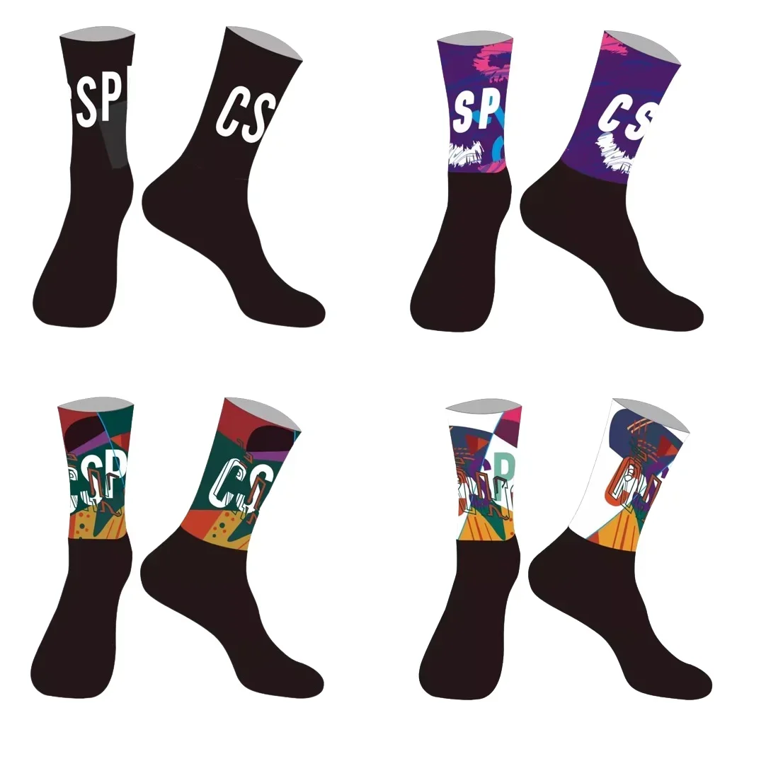 LASER CUT ONE PAIR CSPD TEAM Cycling Socks Antislip Bike Racing MITI Breathable FOR Men and Women