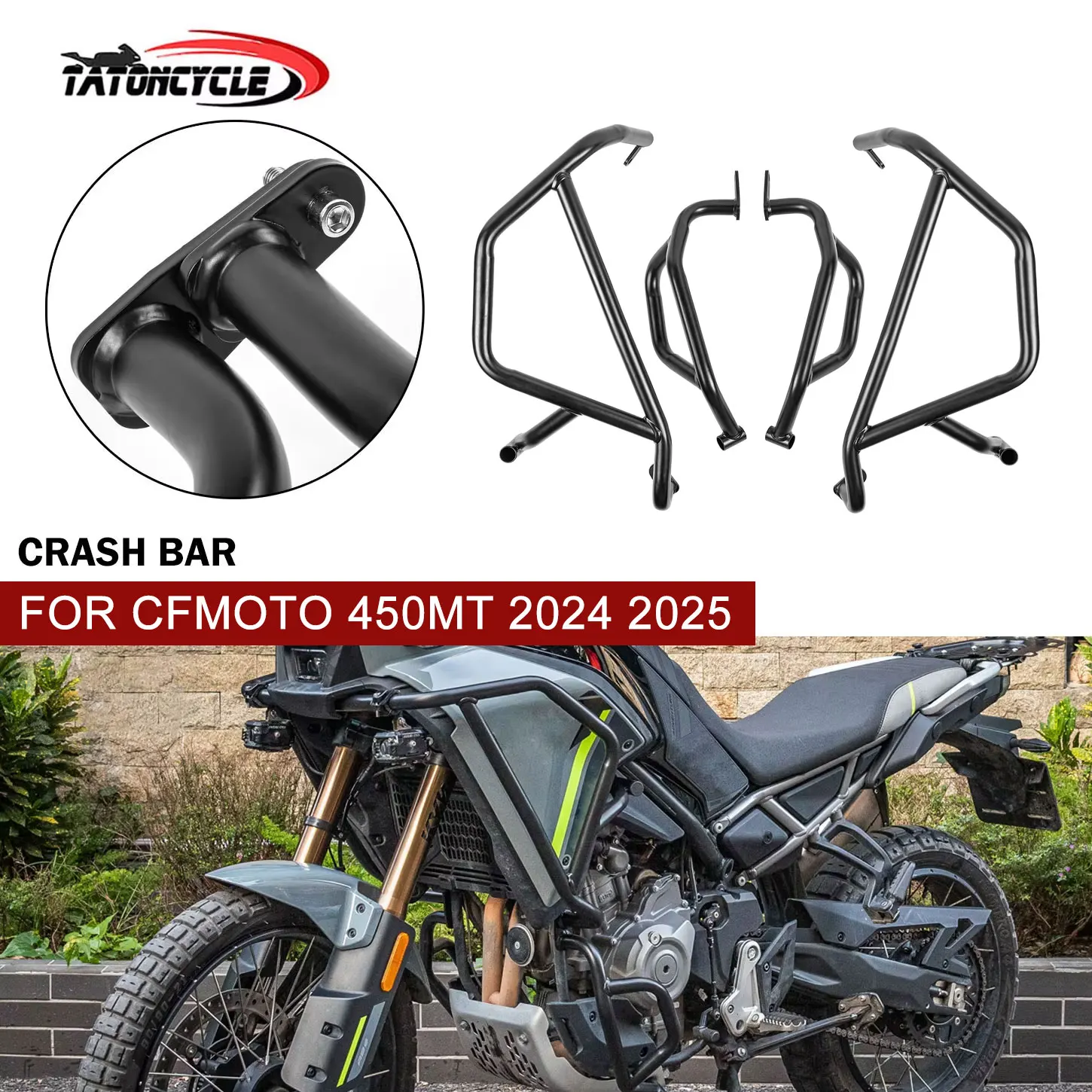 

For CF MOTO 450 MT Crash Bar Motorcycle Upper Lower Engine Guard Frame Bumper for CFMOTO 450MT 2024 2025 Highway Proctive Bar