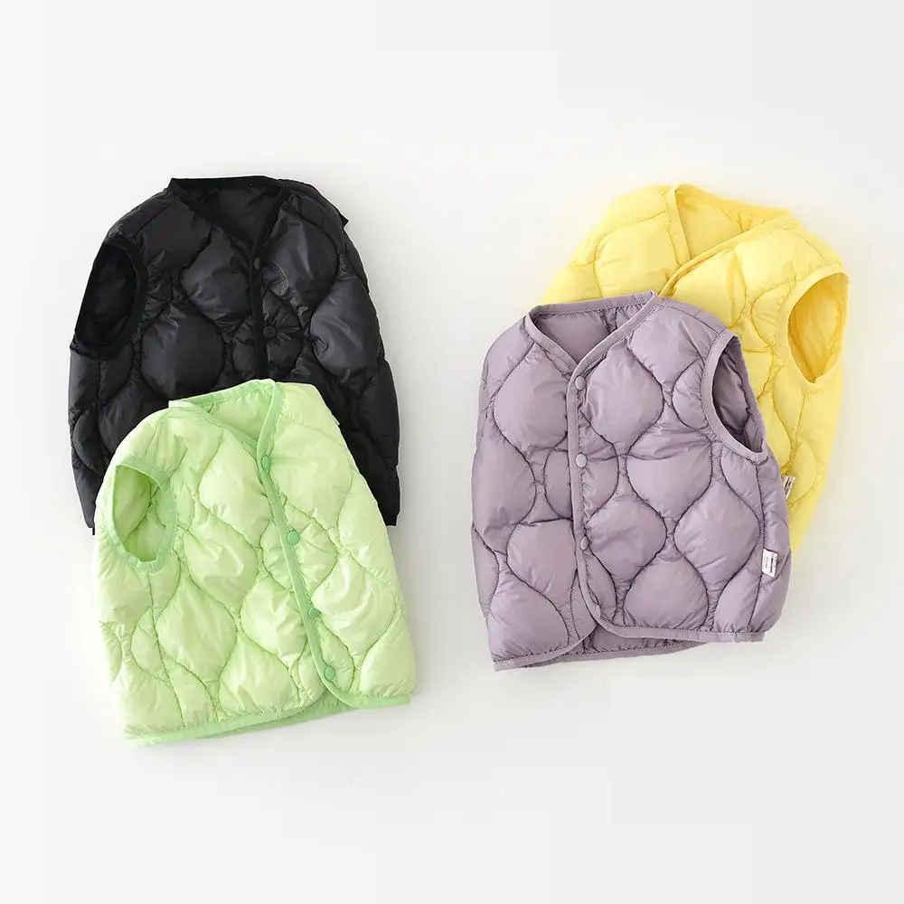 

2025 Winter New Baby Down Vest Infant Boys Sleeveless Warm Coat Plus Velvet Thick Girls White Duck Down Vest Toddler Clothes