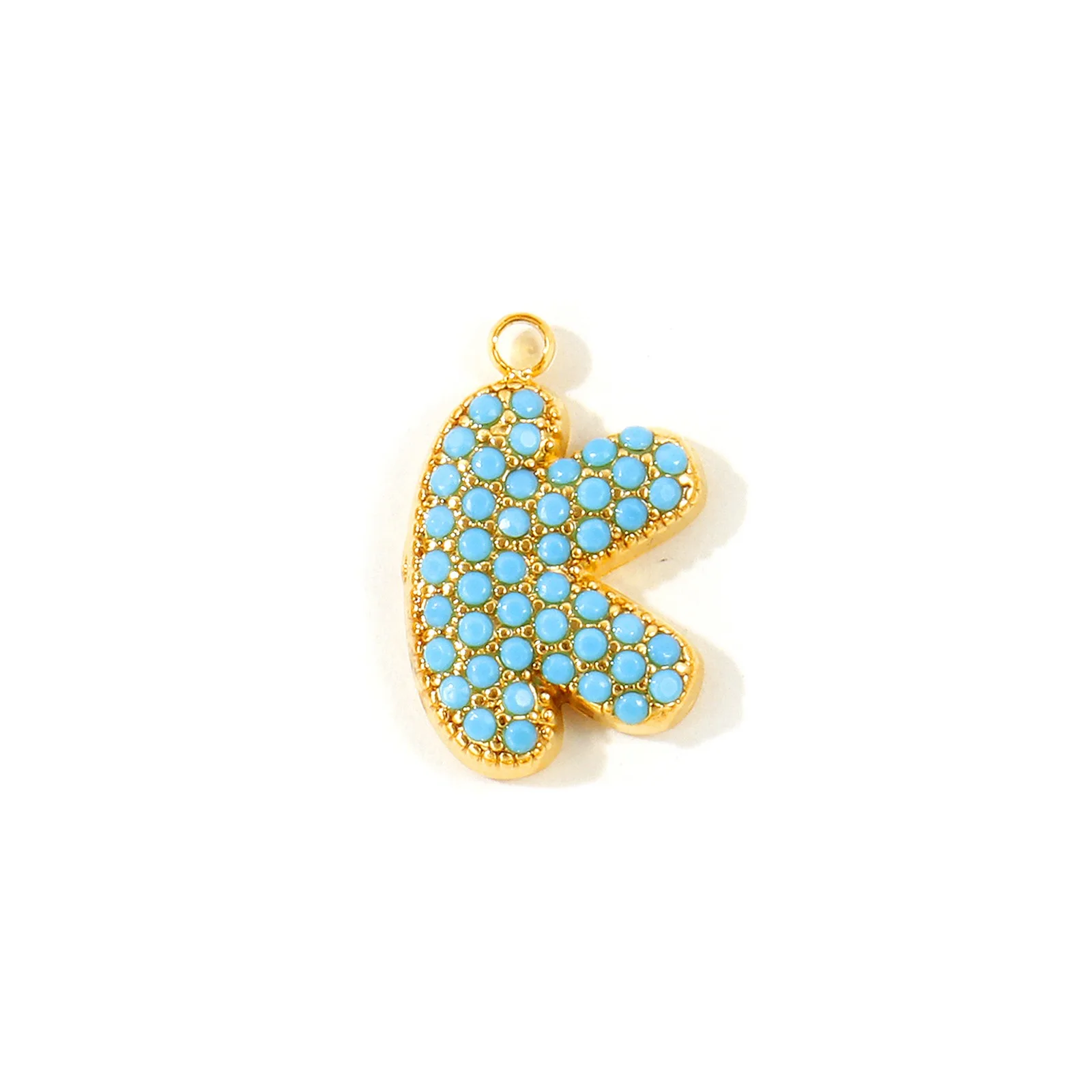 2 Stück Großbuchstaben-Anhänger "A-Z" mit Mikro-Pavé aus blauem Zirkonia, 18K vergoldet, 304 Edelstahl-Schmuckanhänger – Detail 7