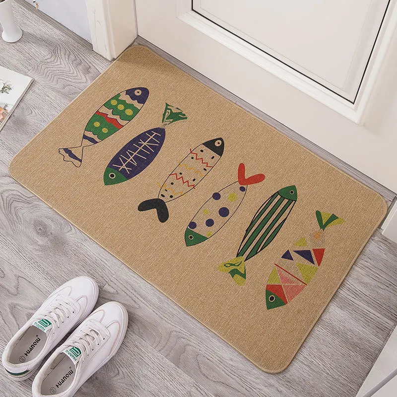 

Влаговпитывающий и маслопоглощающий придверный коврик из льна и резины, кухонный коврик, противоскользящий коврик для ванной, коврик для дома