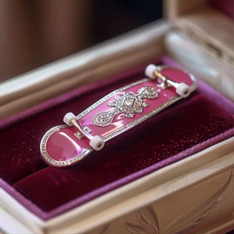 High-end skateboard brooch, light luxury original design niche personalized pin clothing accessories