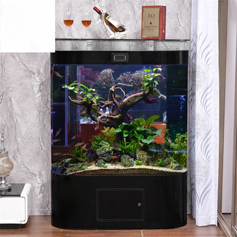 Household Living Room Small Glass Change Water Ecological Landscaping Large Bottom Filter Goldfish Turtle Jar