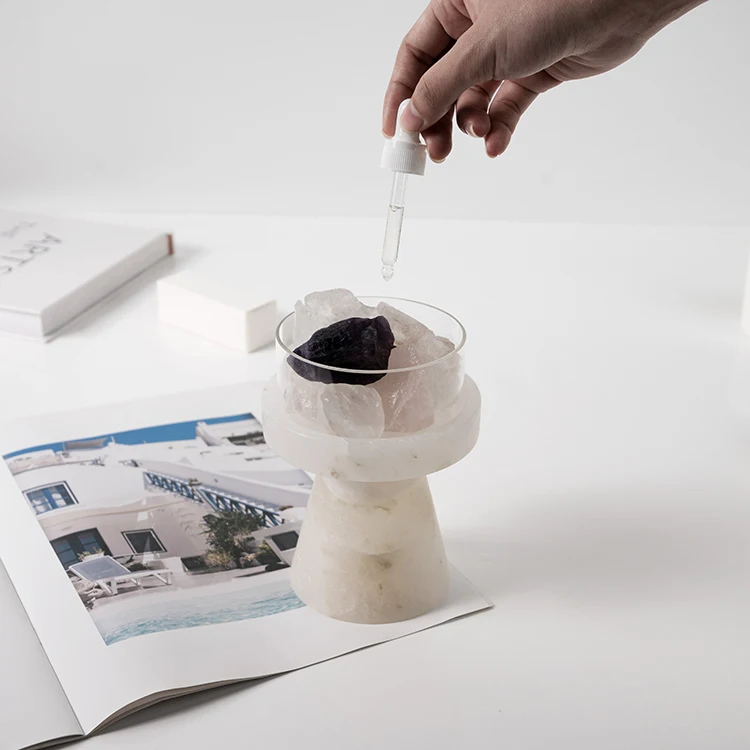 Hot Sale Home Decor Indoor Bedroom Living Room Home Decoration Aromatherapy White Glass Marble Atmosphere Lamp Diffuser