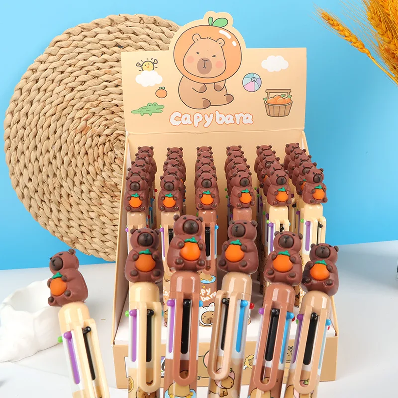 

Capibala 6-Color Press Ballpoint Pen 36pcs Set Cartoon Cute 0.5mm Handheld Marker Pen School Office Drawing Stationery Wholesale