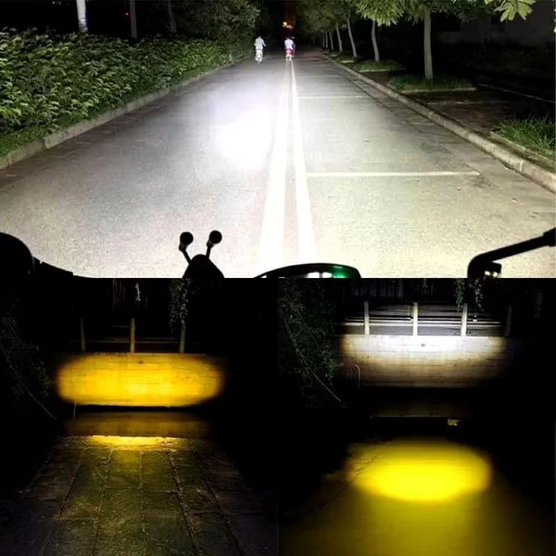 H4 H6 BA20D LED Motorcycle Light Bulb 1pc LED Fisheye Lens Dual Color White Yellow CSP Chip Motorbike Headlight Scooter Fog Lamp