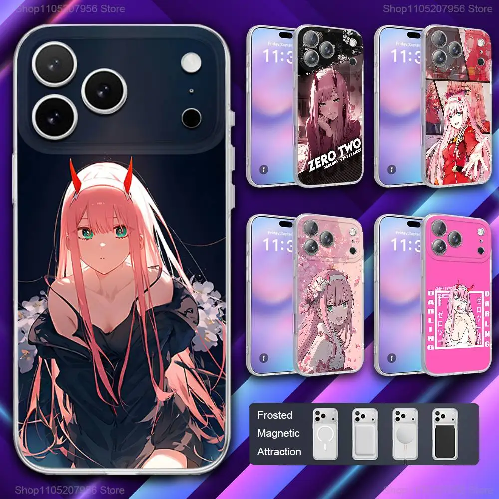 

D-Darling in the F-Franxx 02 For iPhone 11,12,15,14,13,17,16,Pro,Plus,E,Max,Air,Mini Magnetic Frosted Cover Phone Case