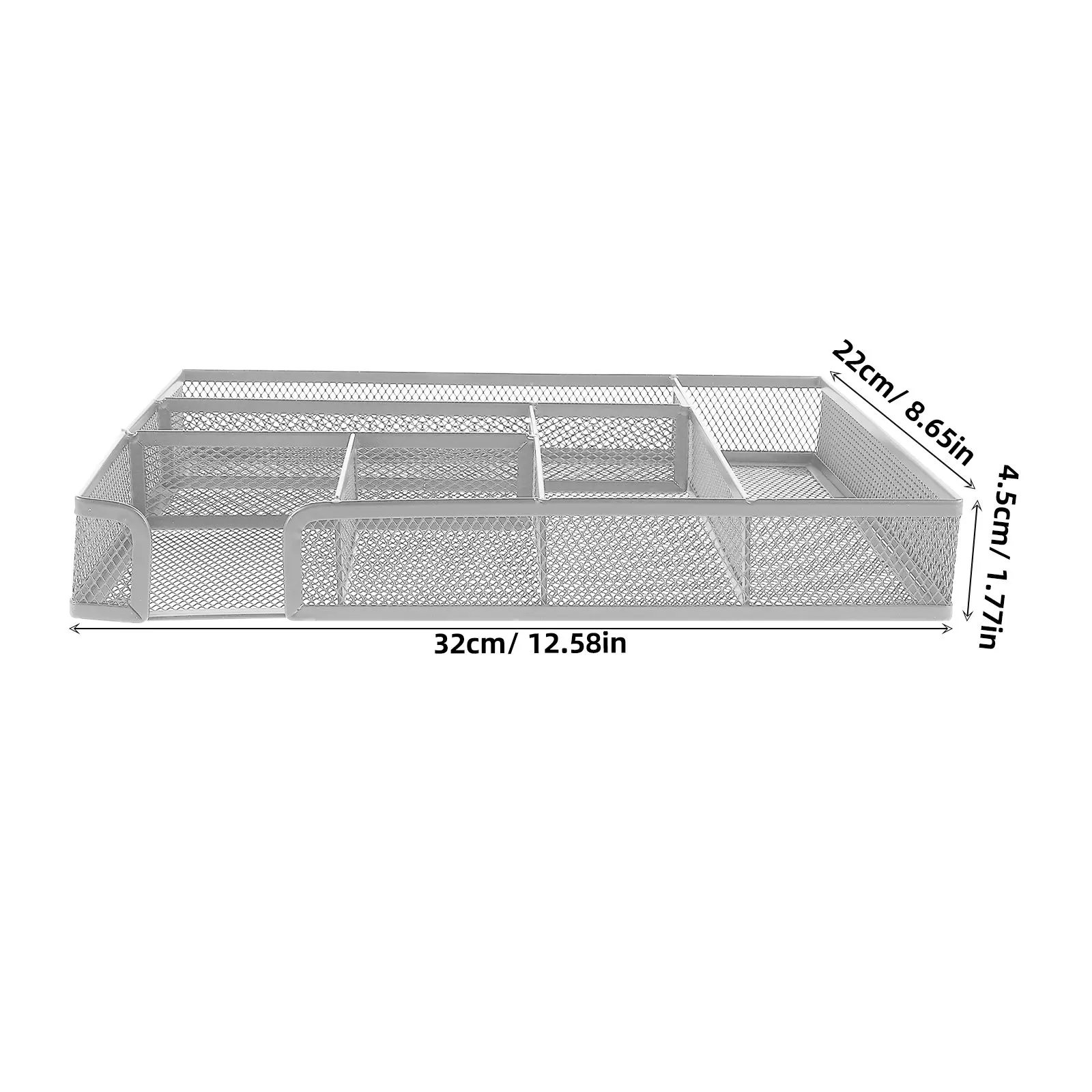 Metal Mesh Desktop Organizer Six Compartments Tray Mesh Storage Basket Office Supplies Pencil Pen Organizer Tray