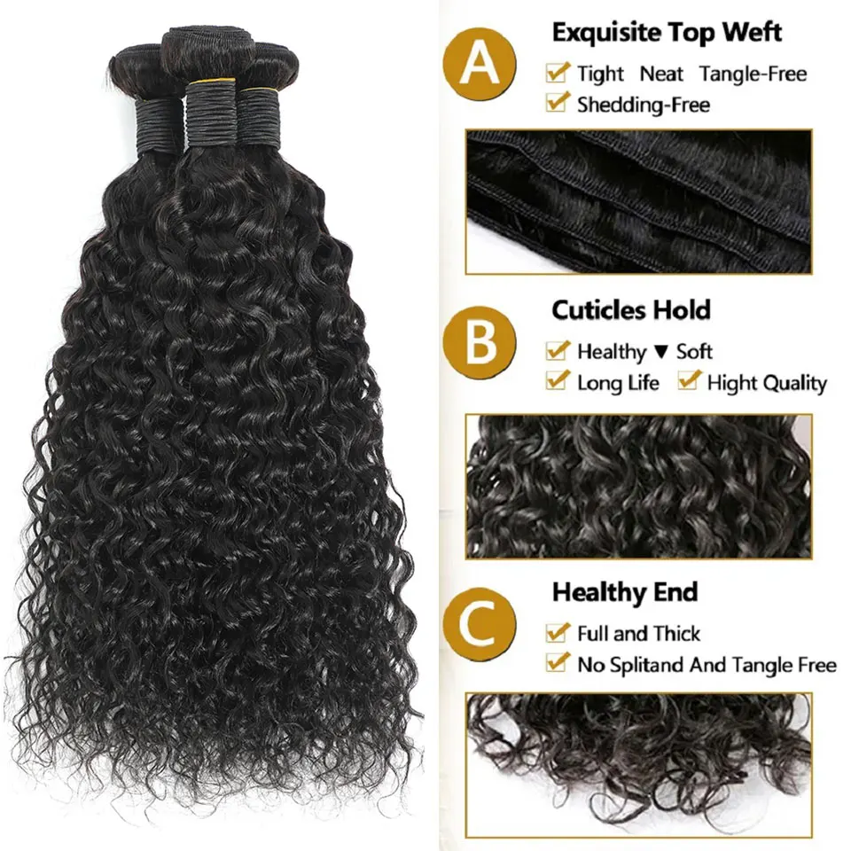Unprocessed Brazilian Virgin Water Wave Bundle Raw Wet And Wavy Curly Human Hair Bundles 8-28 30Inch Water Wave Hair For Women image 3