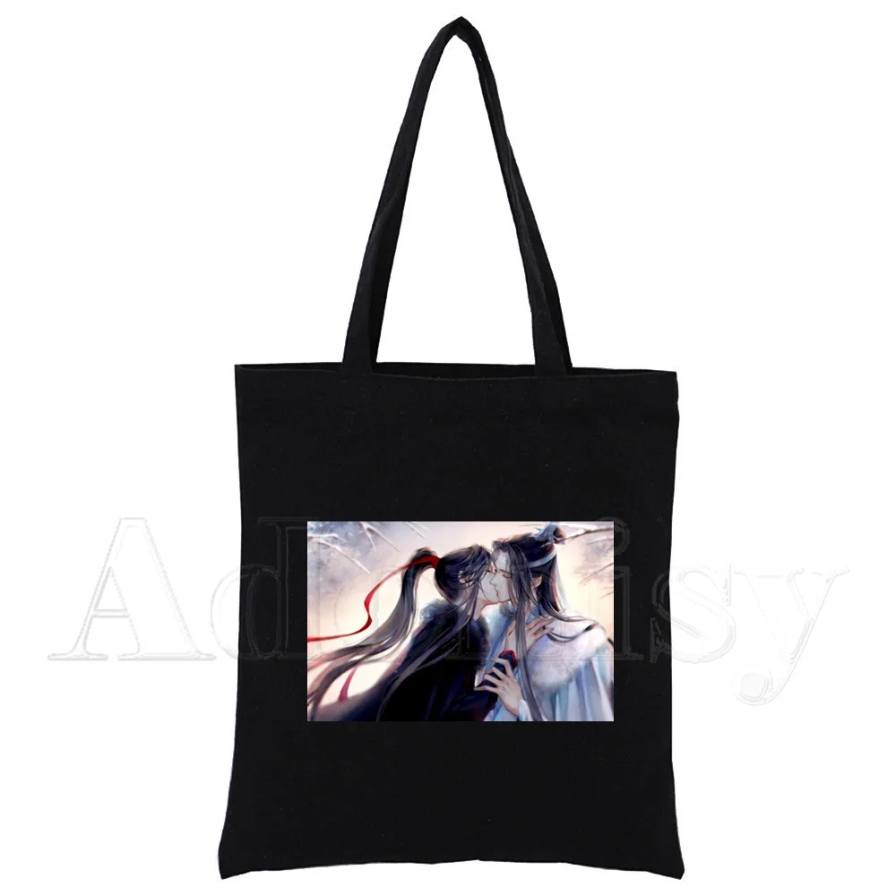 Mo Dao Zu Shi Print Canvas Tote Black Bags Harajuku Casual Female Girl Tote Eco Shopper Shoulder Bags