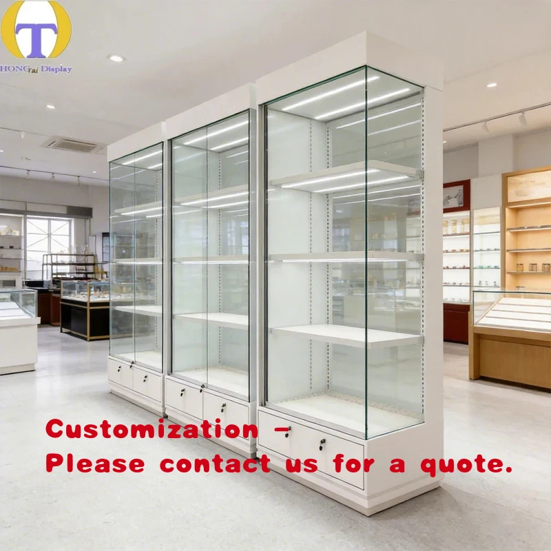 custom.Luxury Full Retail Smoke Store Cabinet with LED Lights Adjustable Glass Shelves Shopping Mall Smoke Product Sh