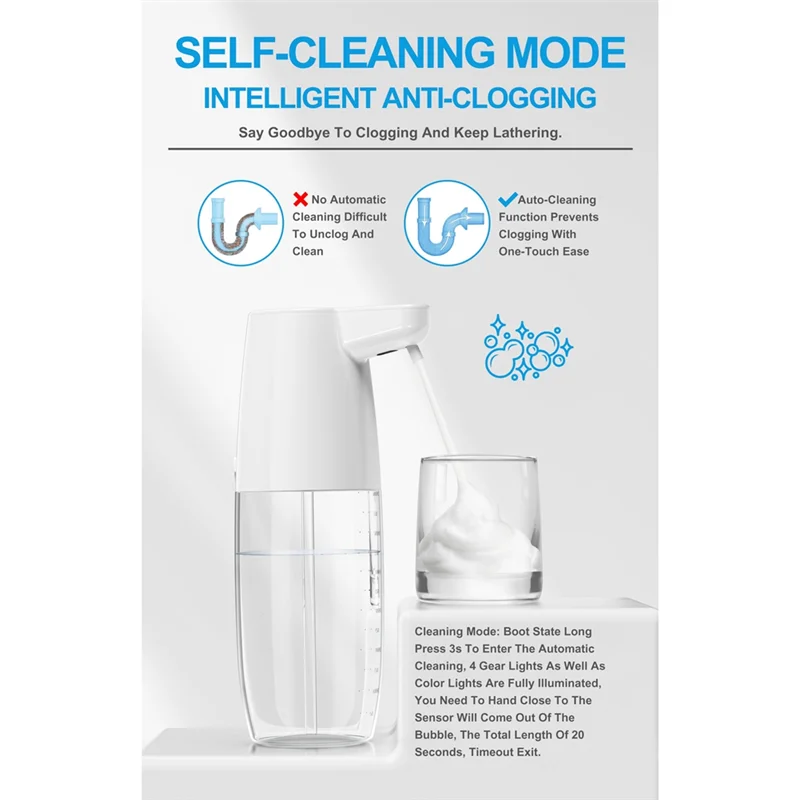 A84G-600Ml Automatic Soap Dispenser Infrared Sensor Type-C Charging Touchless Smart Liquid Soap Dispenser