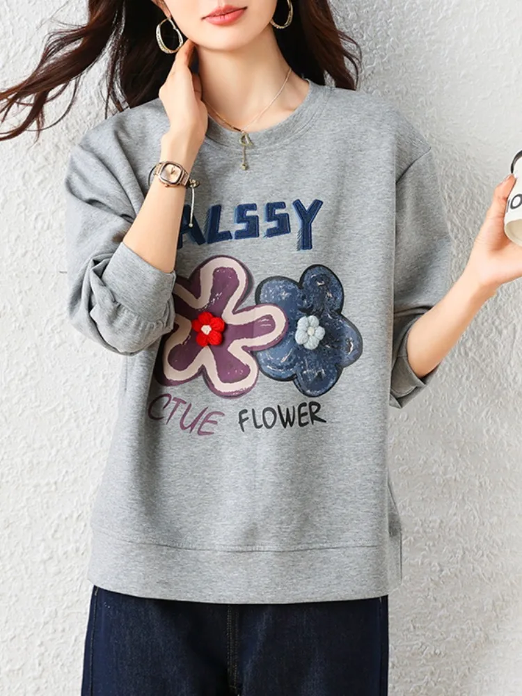 

Весна-Осень 2026: Новая женская толстовка с воротником, стразами, в корейском стиле, с полосатыми вставками, имитация двухслойности