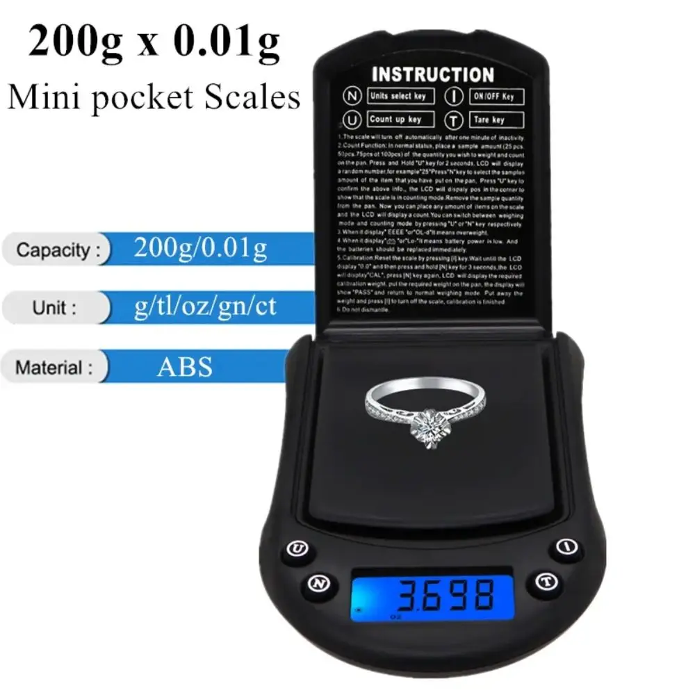 Durable Mini Electronic Scale 200g/0.01g Portable Digital Scale Dustproof Accurate Pocket Scale Watch Scale