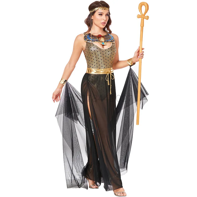 

2023 Masquerade Party Cleopatra Pharaoh Egypt Cospaly Ancient Greek Dress Halloween Costume Egyptian Queen Greek Goddess Outfits