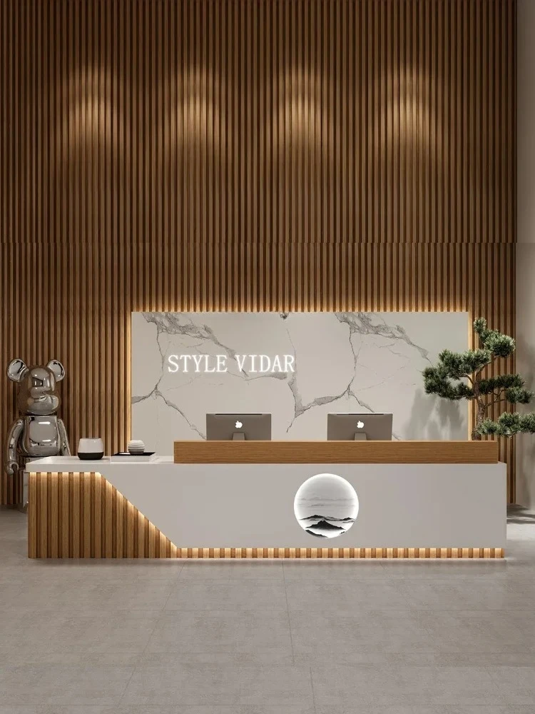 

Стойка регистрации отеля компании, стойка регистрации, простой современный бар с имитацией мрамора, магазин массажа ног, ресторан, краска, кассир