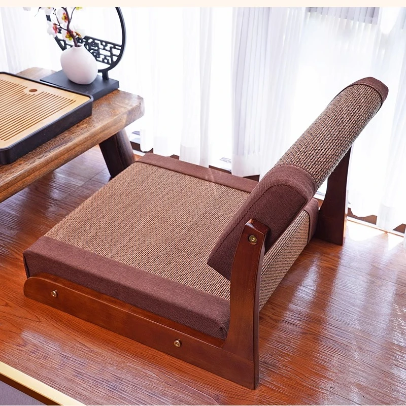 Natural Bamboo Silk Floor Chairs Japanese Tatami Seat with Backrest Legless Meditation Stools Low