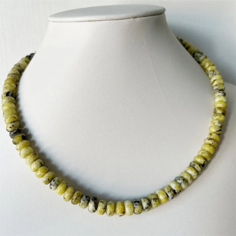 

Undyed 5*8MM Faceted Yellow Turquoise Beads Necklace For Women Semi Precious Stone Charm Choker Neck Power Jewelry Summer