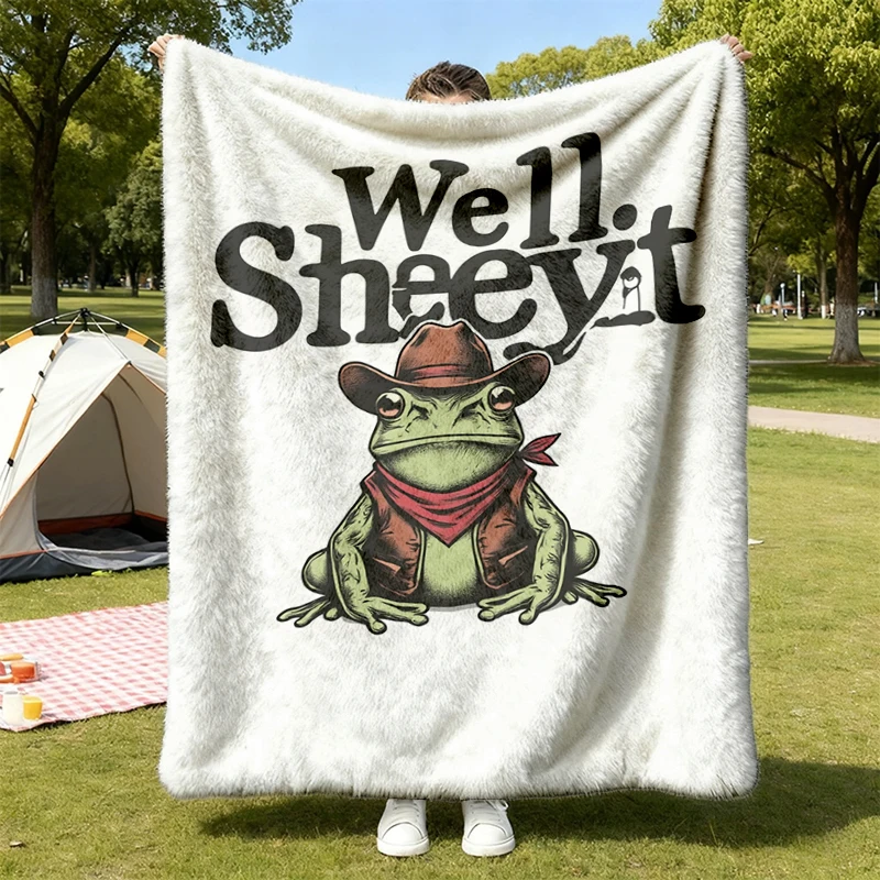 Well Sheeyit Country Western Frog Soft Blanket, Vintage Western Toad Comfy Blanket, Adult Humor Flannel Blanket, Funny M